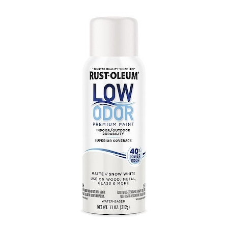 Rust-Oleum Low Odor Spray Paint, Water-Based, Alkyd, Snow White, Matte 388286