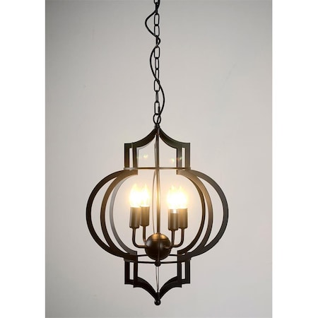 Warehouse Of Tiffany Lynette 4 Light Black 17 in. Chandelier with Bulb LD4046