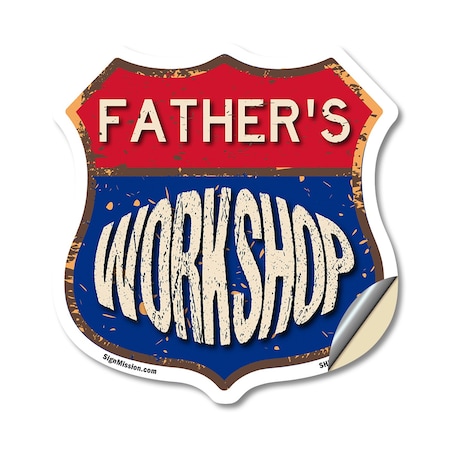 Signmission Father's Workshop, 12 Inch X 12 Inch, Vinyl Decal SHI-D-12-489-FATHER