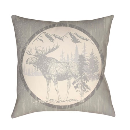 Artistic Weavers Lodge Cabin Moose Poly Filled Pillow - Light Gray & Beige - 22 x 22 in. LGCB2023-2222