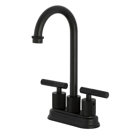 Kingston Brass Double-Handle 4" Centerset Bar Faucet with Knurled Handle, Matte Black KB5490KNL