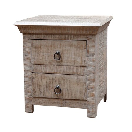 Homeroots 24" Gray Solid Wood Two Drawer Nightstand 488755