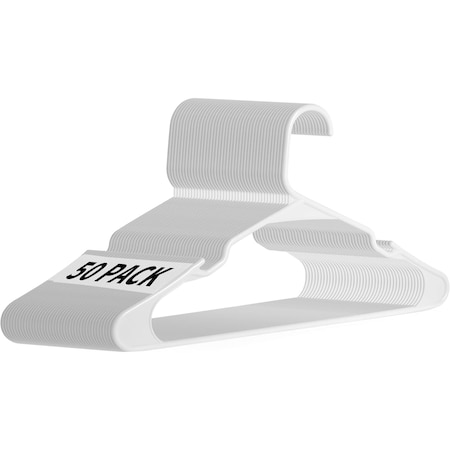 Simple Deluxe HealSmart Plastic Hangers, Space Saving Clothes Hangers with Non-Slip Shoulder Notches, White, 50PK HIHANGPLASTW01X50