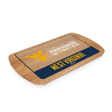 Picnic Time Family Of Brands NCAA West Virginia Mountaineers Billboard Glass Top Cheese Board - Charcuterie Boards, Parawood 911-01-505-834-0