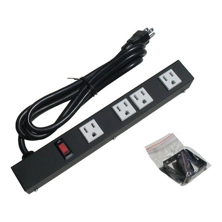 Dynamicfunction 12 in. 4 Outlet Metal Power Strip DY276432