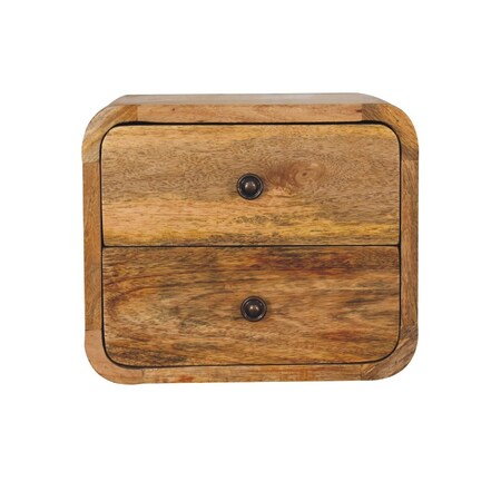Homeroots 12" Brown Solid Wood Two Drawer Floating Nightstand 712837