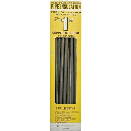 Tundra PR38118TW Pipe Insulation, 6 ft L, Polyolefin, Charcoal, 1 in Pipe 31181T/PR38118TW