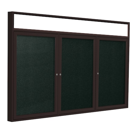 Ghent 48'' x 96'' Enclosed Vinyl Board, 3-Doors, Bronze Aluminum Frame, Illuminated Headliner, Ebony PBVLX10-183