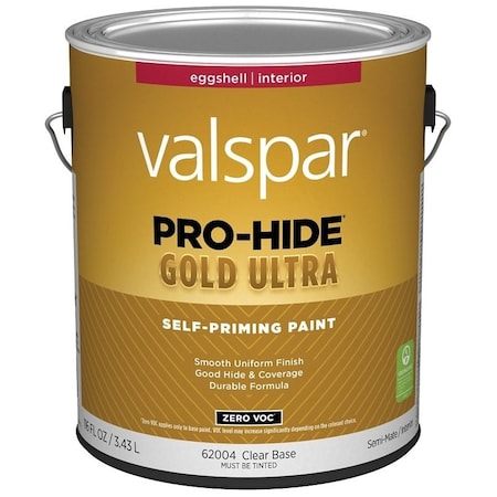 Valspar Pro-Hide Gold Ultra 6200 Latex Paint, Acrylic Base, Eggshell Sheen, Clear Base, 1 gal 028.0062004.007