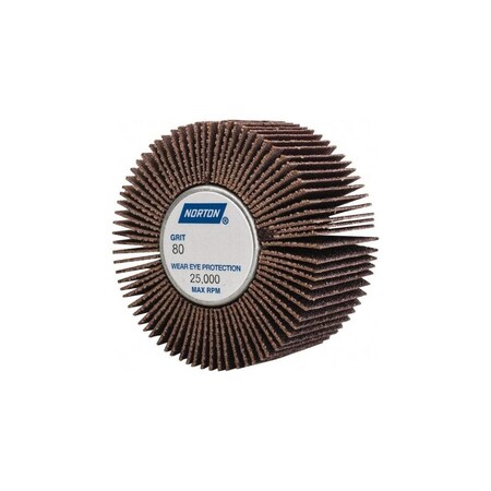 Norton Co Mounted Flap Wheel: 2 in Dia, 1 in Face Width, 80 Grit, Aluminum Oxide 63642502647-XCP1