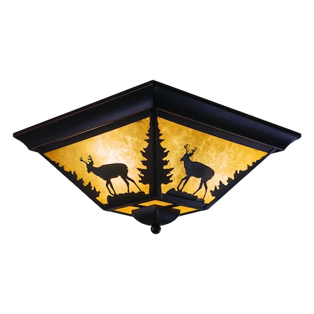 Vaxcel Bryce 14-in W Bronze Rustic Deer Flush Mount Ceiling Light Fixture CC55414BBZ
