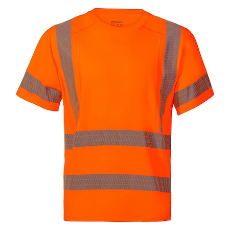 Protectx Long Sleeve T-Shirt, Class 3, Type R, 92% Polyester, 8% Spandex, Orange, XL ST-ESM155-SS-OR-XL-01