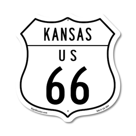 Signmission Kansas Route Marker Shield Sign Us 66, 18 Inch X 18 Inch, Plastic Sign SHI-P-18-384