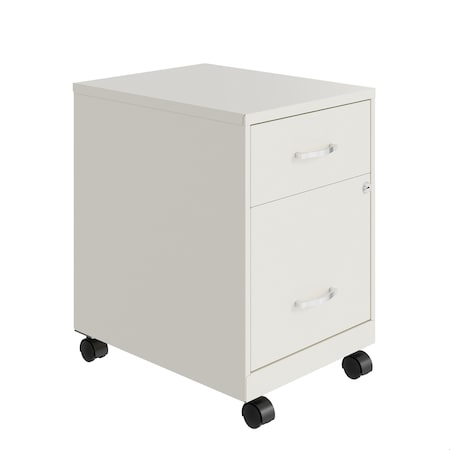 Space Solutions 14.25 in W 2 Drawer Mobile Vertical File Cabinet W/ Accessory Drawer, Pearl White 25709