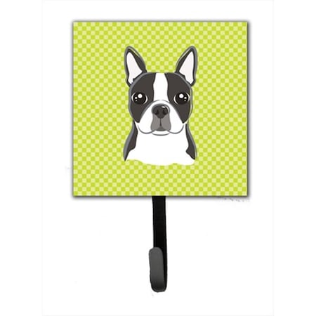Carolines Treasures Lime Checkered Boston Terrier Leash or Key Holder BB1139SH4