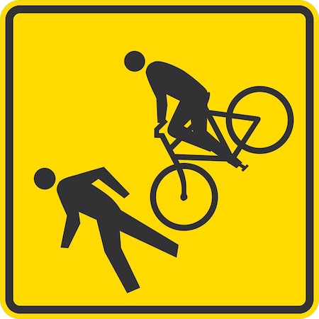 Lyle Pedestrian And Bike Crossing Graphic, 30x30, High Intensity Prismatic, Yellow G-15400-HI_30x30