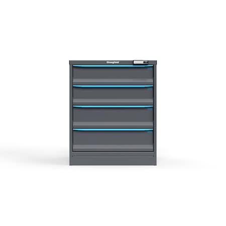 Strong Hold 4 drawer cabinet - (2x 6ft, 2x 7ft) - Blue accents - E-Lock w/ Tracking S3036-PPTAS-0401FS
