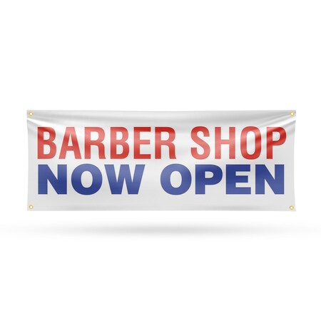 Signmission Barber Shop Now Open, 18 Inch x 48 Inch, Vinyl Banner B-30480
