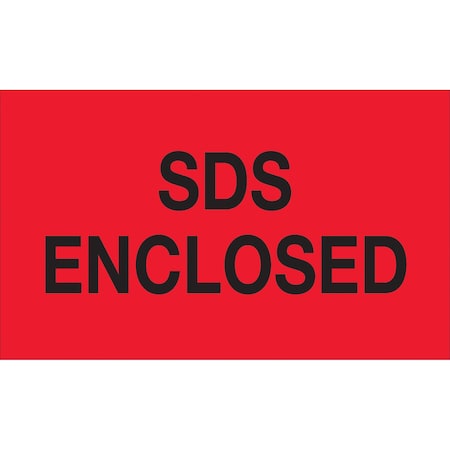 Tape Logic Tape Logic Labels, "SDS Enclosed", 3" x 5", Fluorescent Red, 500/Roll DL1405