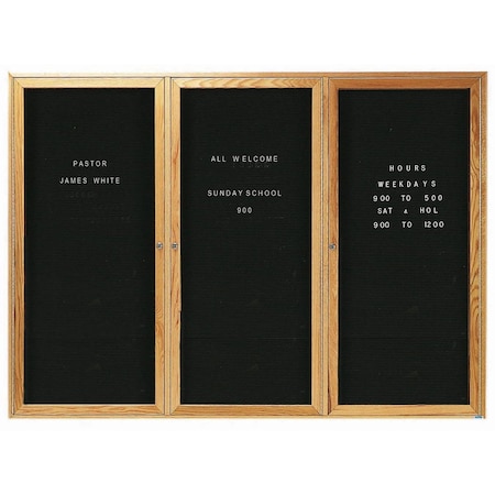 Aarco Enclosed Changeable Letter Board, BlackFelt, RedOakFrame, High Gloss Lacquer Finish, 48''Hx72''W ODC4872-3