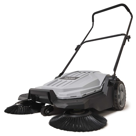 Dapper Supply Walk-Behind Outdoor Hand Push Floor Sweeper - 5.25 Gallon Capacity - 25.5 in. Sweeping Width DP-FS1103