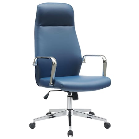Leisuremod Flux Faux Leather Swivel Office Chair, Knee Tilt, Padded Support FO19BUL