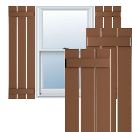 Ekena Millwork True Fit PVC, Three Board Spaced Board-n-Batten Shutters, Burnt Toffee, 17 1/8W x 33H, PR TFP101SBF17X033BT