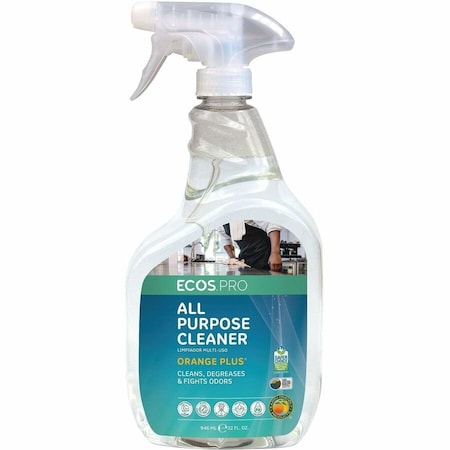 Ecos Pro All Purpose Cleaner, Trigger Spray Bottle, 32 oz, Orange, 6 PK PL9706/6