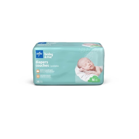Medline Disposable Baby Diapers, Size N, Less than 10 lb., 200PK MBD300N