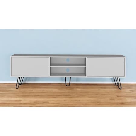 Homeroots 71" White Cabinet Open And Enclosed Storage TV Stand 546404