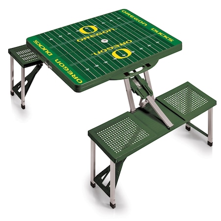 Picnic Time Family Of Brands Oregon Ducks - Football Field - Picnic Table Portable Folding Table 811-00-121-475-0
