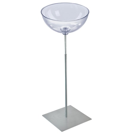Azar Displays Pedestal Bowl Display Floor Stand with Single 14in Diameter Bowl on Square Metal Base 700974