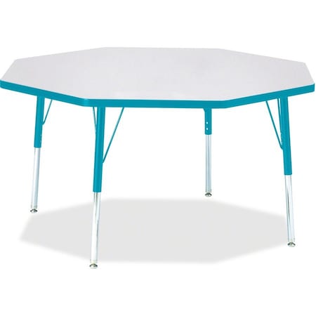 Jonti-Craft Berries Octagon Activity Table, 48 in. x 48 in., E-height, Freckled Gray/Teal/Gray 6428JCE005