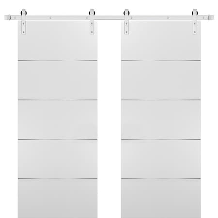 Sartodoors Sliding Double Barn Doors with Hardware, Planum 0020 White Silk, 13FT Rail Hangers Sturdy Set, Mode PLANUM0020DB-S-WS-72 x 80 (2* 36x80)