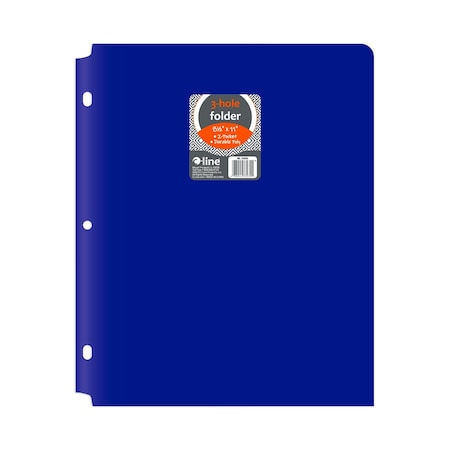 C-Line Products 8-1/2" x 11" Blue Two-Pocket 3-Hole Punch Heavyweight Poly Portfolio Folder, 25EA/BX, 6BX/CT 33935-BX