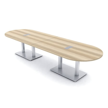 Skutchi Designs Racetrack Conference Table With Power, 48 in W, 120 in L, Brown HAR-RAC-48X120-DOU-K525-ESIL