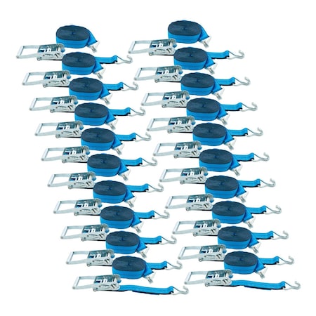 Mytee Products 2 in x 30 ft Blue Ratchet Tie-Down Strap w/ Wire Hook, 3,333 lbs WLL, 20PK RS230WH-Bx20