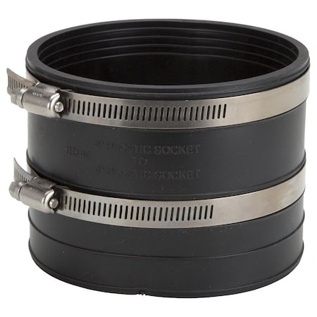 Prosource Coupling, 4 in, Socket, PVC, Black KJ-007