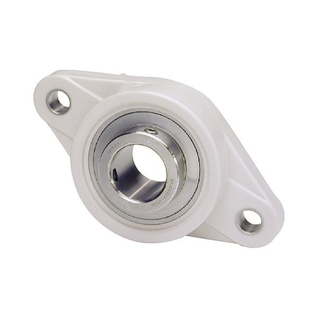 Iptci 2 Holes, Flange Bracket Housing, 2 Bolt Flange Bearing, Radial Ball, 1-1/8 in Dia, PBT Plastic, Set Screw SUCTFL206-18 IP69K