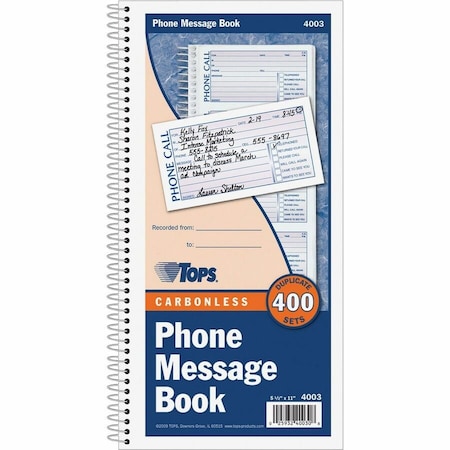 Tops Telephone Message Book, 2-3/4 x 5 TOP4003