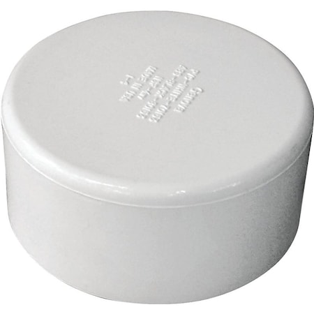 Genova CANPLAS Pipe Cap, 3 in, Hub, PVC, White 193083S