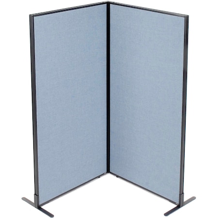 Global Industrial Interion Freestanding 2-Panel Corner Room Divider, 36-1/4"W x 72"H Panels, Blue 695029BL