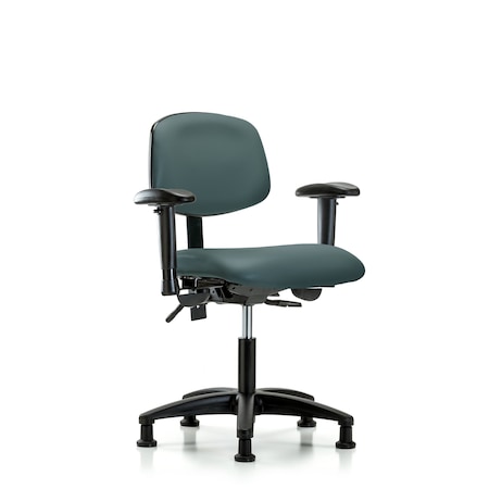 Blue Ridge Ergonomics Desk Chair Desk Chair, Vinyl, AA Glides, Blu, Adjustable Arms, 18" to 23" Height, Vinyl, Colonial Blue BR-VDHCH-RG-T0-A1-RG-8546
