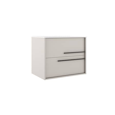 Homeroots 24" Tan Wood Floating Bathroom Vanity With White Sink And Two Drawers 624084