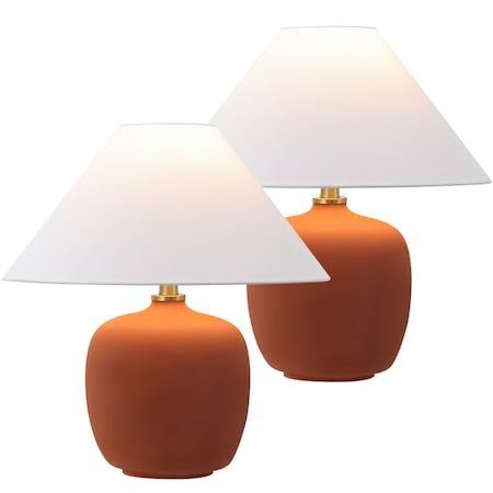 Jonathan Y Delphi 18.25" Minimalist Scandinavian Resin/Iron LED Table Lamp, Matte Wine Red, 2PK JYL5600C-SET2