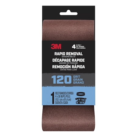 3M 4 in W, 361 in L, Ceramic Aluminum Oxide, 120 Grit, Brown BELT4X361PK120