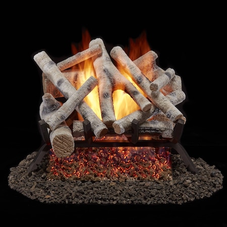 Bluegrass Living Vented Natural Gas or Propane Fireplace Log Set With Remote Control Kit, 18" Birch Wood, 45,000 BTU BVL18-2-RO