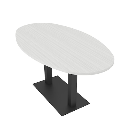 Skutchi Designs Boval Conference Table With Power Unit, 36 in W, 60 in L, White HAR-BOVL-36X60-DOU.BK-WA7976-NA