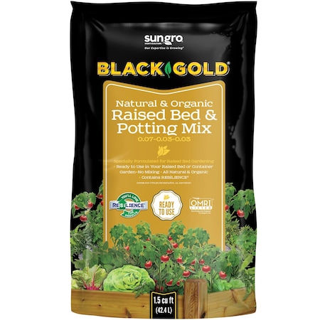 Black Gold Organic Flower and Vegetable Raised Bed Mix 1.5 cu ft 143004.CFL1.5P