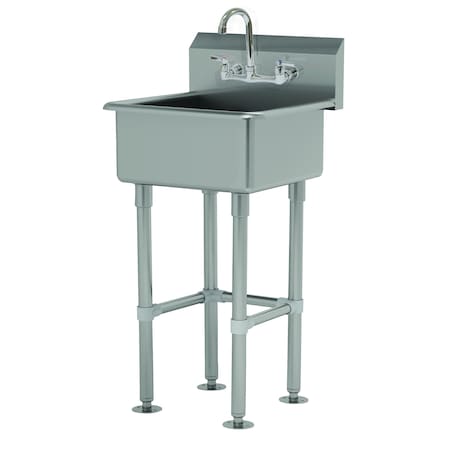 Advance Tabco Service sink splash mount faucet provision with stainless steel legs and flanged feet FS-FM-3119-F